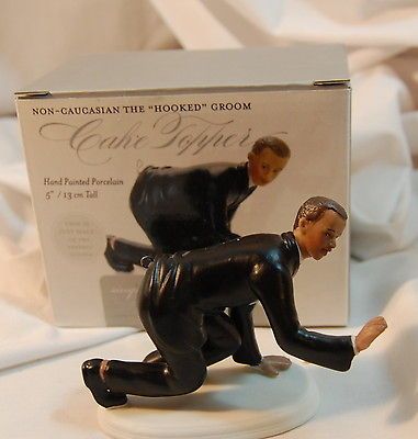 Groom Only Non Caucasian Black Hooked Cake Topper for Fishing For