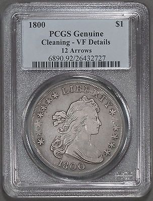 Draped Bust Dollar PCGS Genuine with VF details. 12 Arrows variety