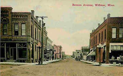 Willmar Minnesota MN 1908 Downtown Benson Avenue Vintage Postcard