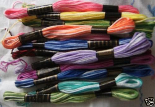 Embroidery Thread Floss 12 Skeins Varigated Colours Mix