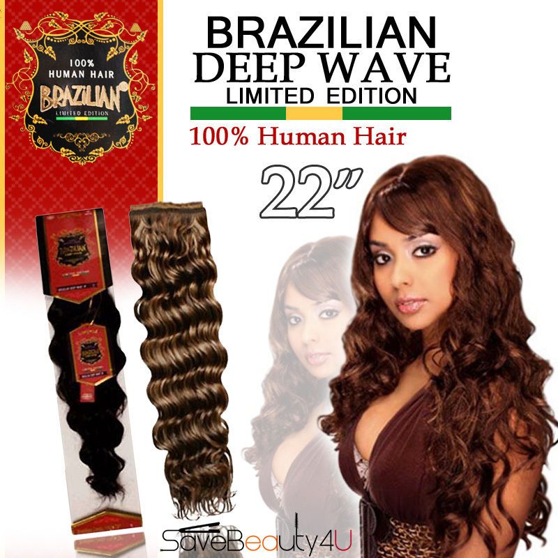 22 Brazilian Deep Wave 100% Human Hair Tangle Free Wavy Weaving