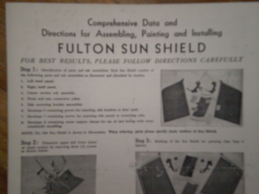 FULTON SUN SHIELD VISOR SHADE SERIES 600 700 DATA INSTALLATION