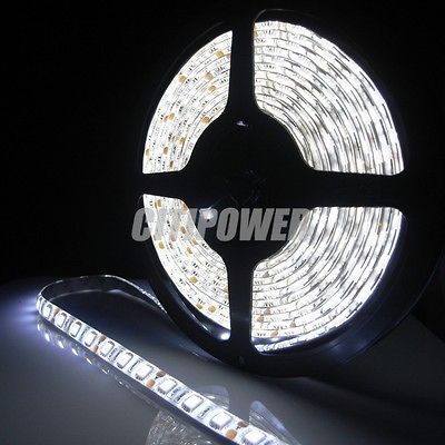 5050 SMD LED Light strip 300LED/5M White IP65 12V Car Auto Xmas Moto