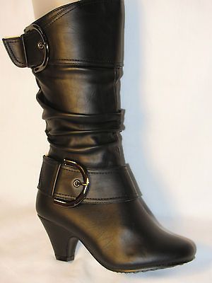 Girl PU Leather Boots with Heel (Auto 9) YOUTH