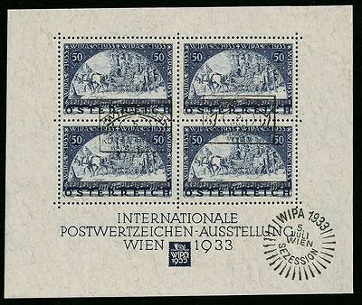 AUSTRIA 1933 WIPA MINATURE SHEET. SG CAT £5000+ = US$7900 Superb Used