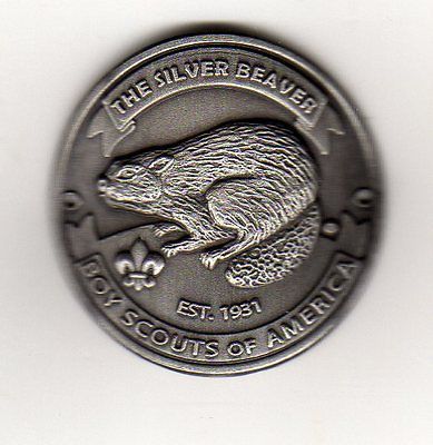 Silver Beaver BSA Hiking Stave Medallion, Mint in Bag