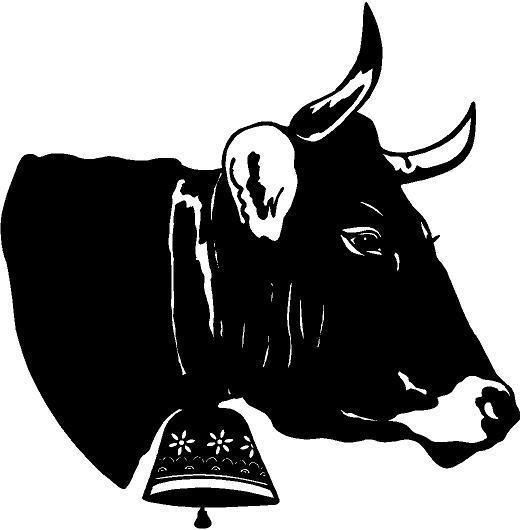 Cows Head w/ Bell Vinyl Decal Car Truck Window Sticker