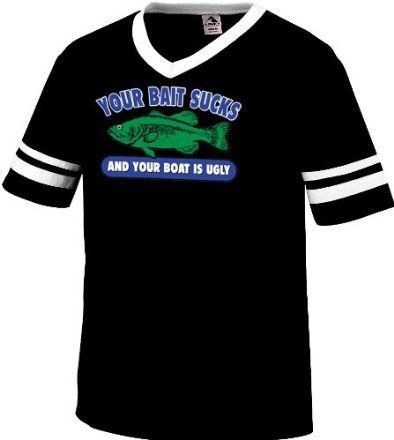 Your Bait Sucks And Your Boat Is Ugly Mens V Neck Ringer T Shirt