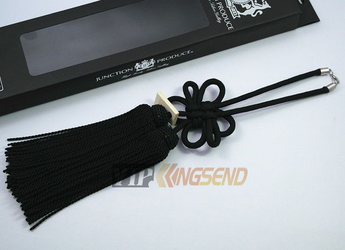 PRODUCE JDM BLACK FUSA KIKU JP KNOTS LUXURY AUTO REARVIEW MIRROR CHARM