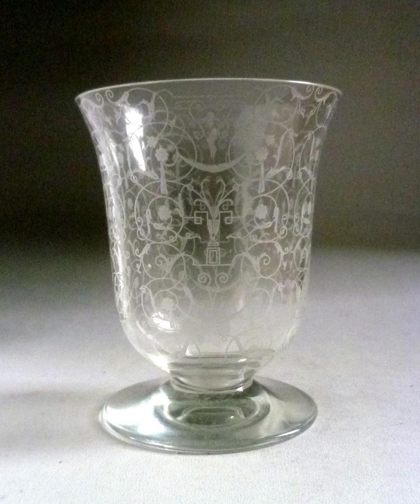 BACCARAT vintage clear etched MICHELANGELO VASE/GOBLET. France