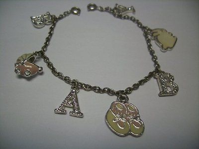 Creamy Ivory, Pink & Silver NEW MOM BABY GIRL Charm Bracelet SHOWER