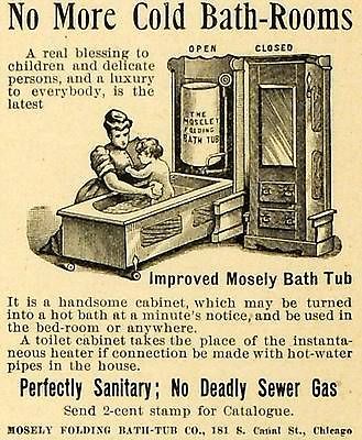 Ad Mosely Folding Bathtub Chicago Cabinet Hot Bath Mother Bathing Baby