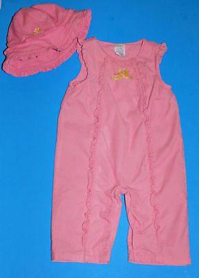 GYMBOREE Garden Friends girls pink romper & hat 3 6 M months corduroy