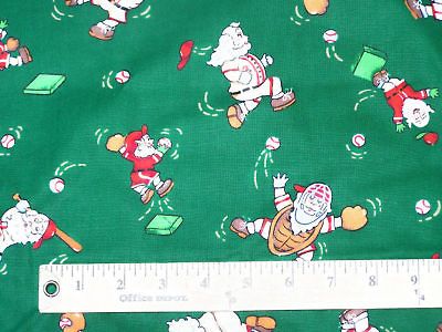 Softball Santa Batter Umpire Pitcher Fabric 1 yd