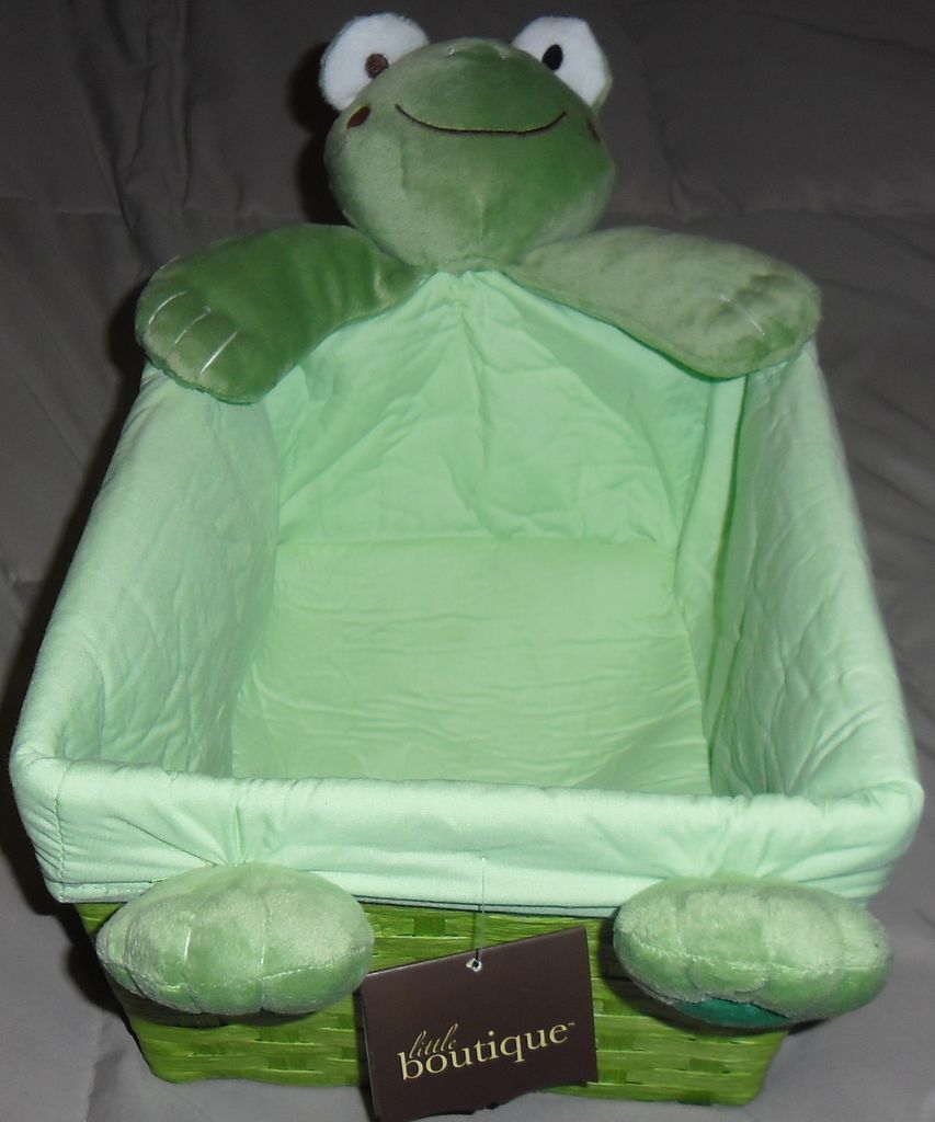 KIDSLINE LITTLE BOUTIQUE PLUSH FROG STORAGE BABY BASKET BIN NEW