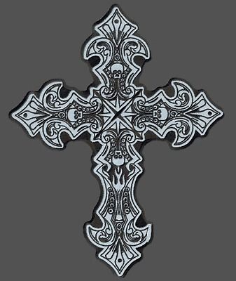 CRUCIFIX CROSS REFLECTIVE 11 INCH BIKER BACK PATCH