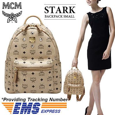 NEW MCM VISETOS STARK BACKPACK SMALL AUTHENTIC GENUINE BEIGE