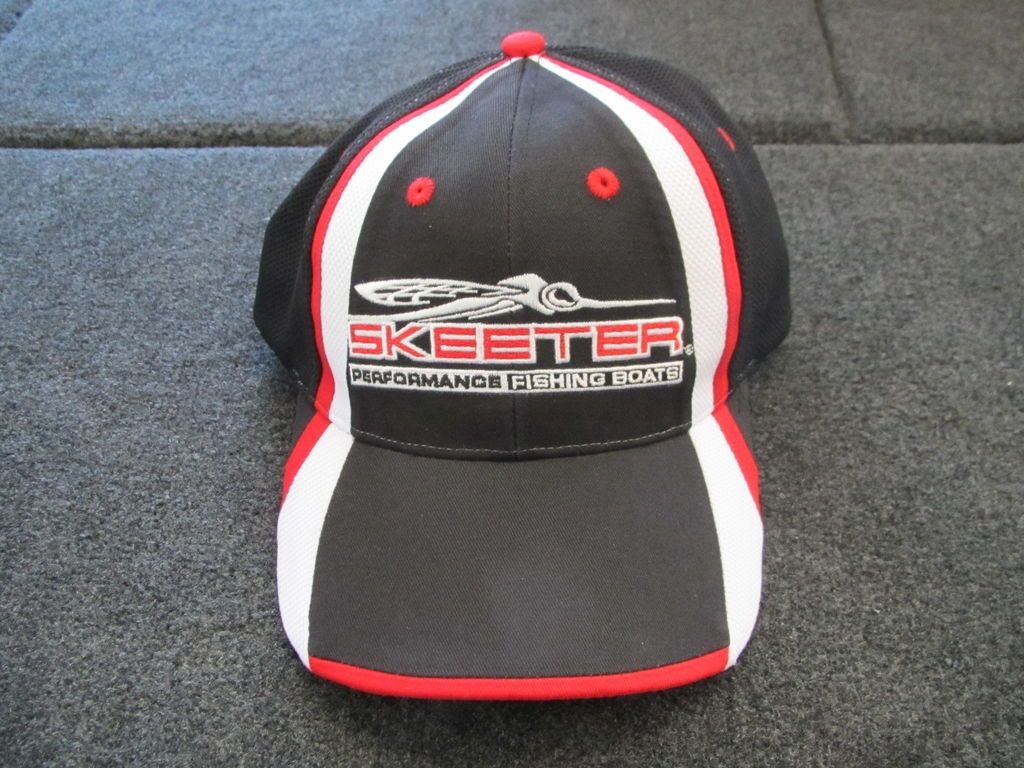 Skeeter boats black red sport mesh adjustable hat cap bass fishing