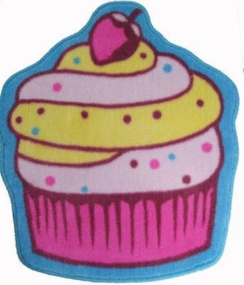 Kitsch Cupcake Pink Blue Mat Rug Carpet Bedroom Bathroom Backed Cute