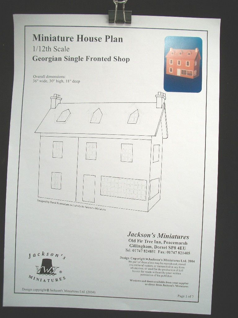 Plans Georgian Single Shop front opening design 1/12 scale A10