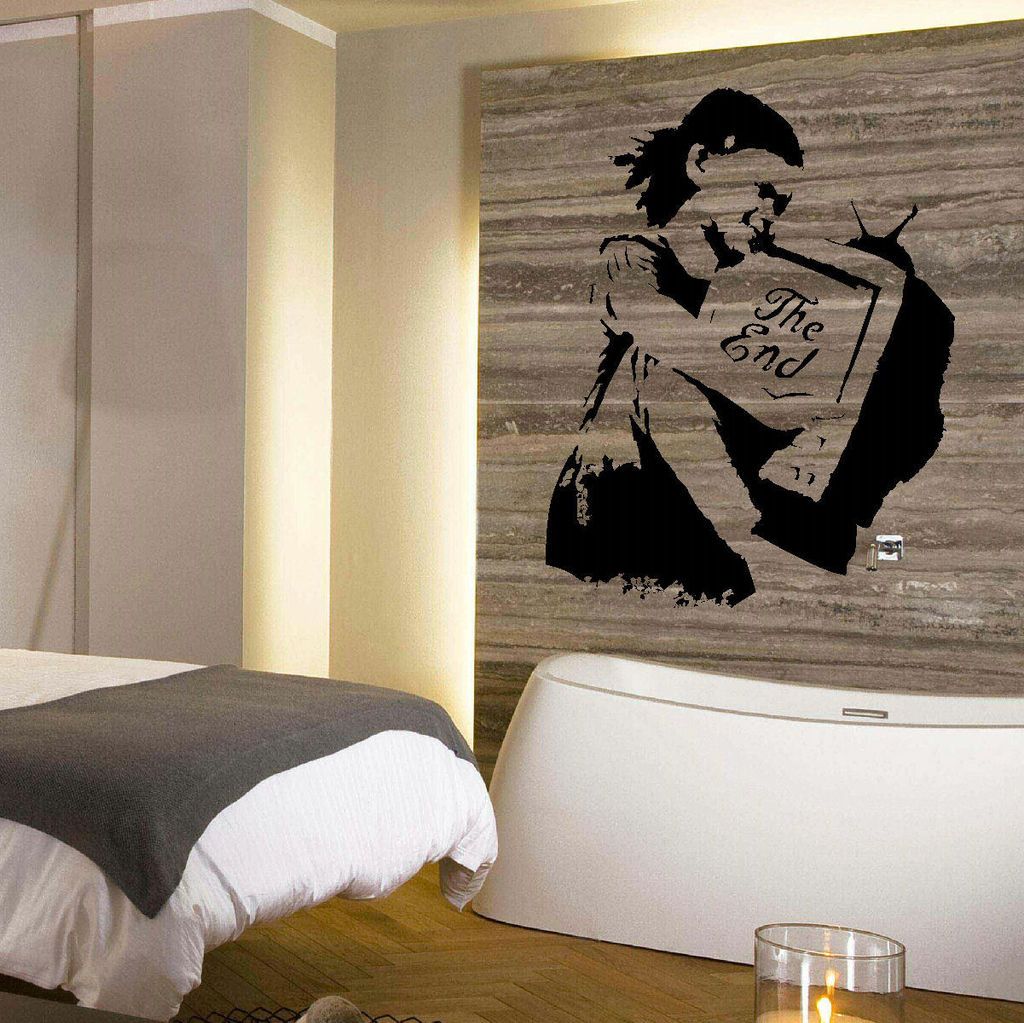 LARGE BANKSY GIRL TELEVISION HUG WALL MURAL TRANSFER ART STICKER