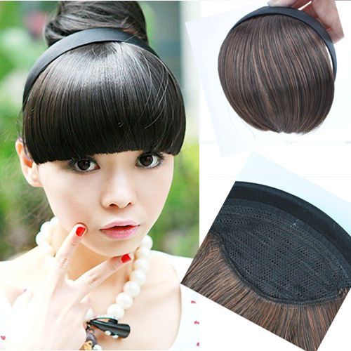 NEW Women Synthetic Headband False Bangs Fringe Neat Clip in Hair