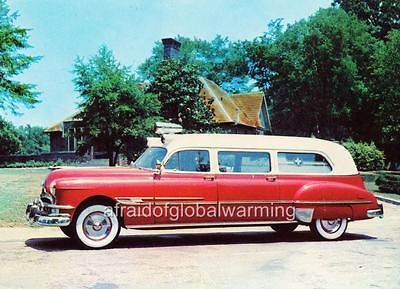 Photo. 1952. Red Pontiac Ambulance   Barnette 800 Series