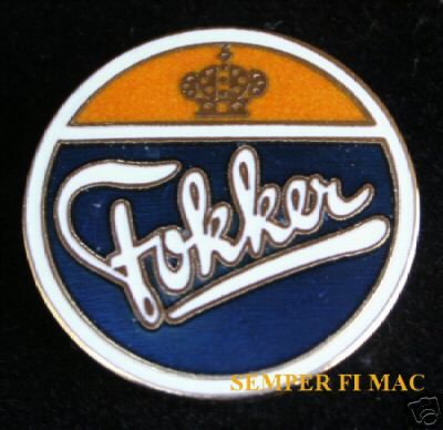 FOKKER LOGO SEAL AIRPLANE RED BARON HAT PIN WW 1 2