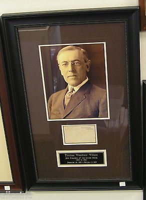 WOODROW WILSON PRESIDENT AUTOGRAPH SIGNED FRAMED INDEX CARD JSA