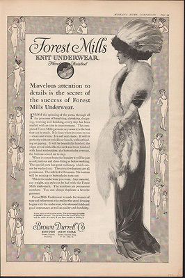 1911 BROWN DURRELL FOREST MILLS KNIT UNDERWEAR FUR FEATHER GOWN