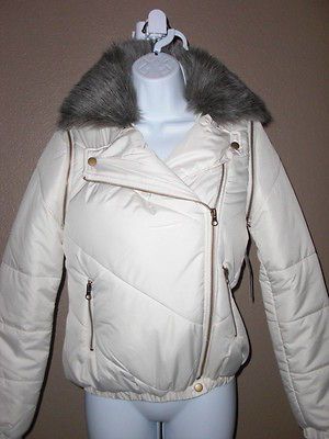 NWT WOMENS BB DAKOTA QUILTED PUFFER COAT VEST CONVERTIBLE IVORY NICE