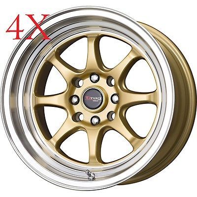 DR 54 15x8.25 4x100 4x114.3 +0 Gold Rims XB bB Mini coopr Neon cube