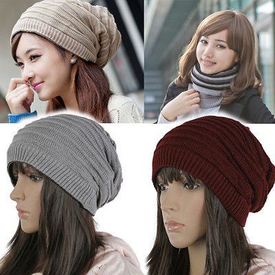 Men Couple New Cute Oversized Knit Baggy Beanie Hat Cap Cable Knit