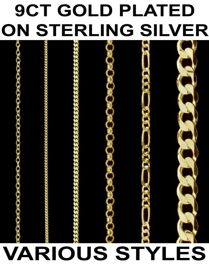 PLATED ON 925 STERLING SILVER CURB BELCHER TRACE FIGARO CHAIN NECKLACE