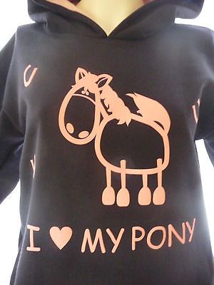 LOVE MY PONY hoodies sweatshirt navy/pink all sizes