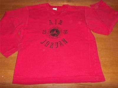 Boys NIKE AIR JORDAN Red Logo Crewneck PULLOVER SWEATSHIRT XL 14/16