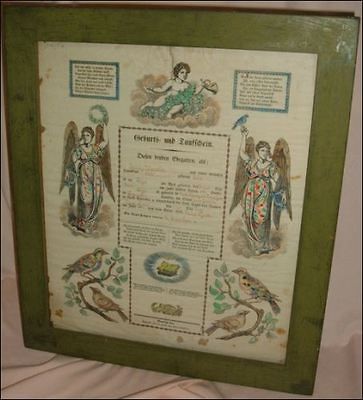 GERMAN BIRTH BAPTISM FRAKTUR * SCHUYLKILL County HAND COLORED