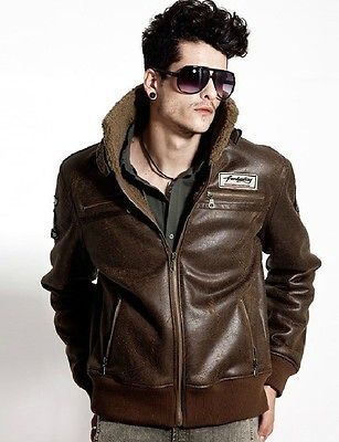 Mens Air Force Aviator Retro War II Style berber Fleece jacket coat