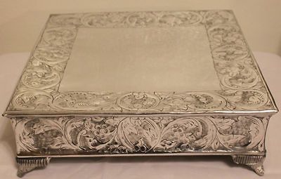 Grand Wedding Silver Square Cake Stand Plateau 14 Inch