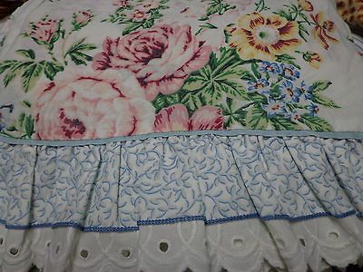 FLAT SHEET,RUFFLED,​EYELET,SAVORY BELLE RIVE FLORAL PATTERN, FABRIC