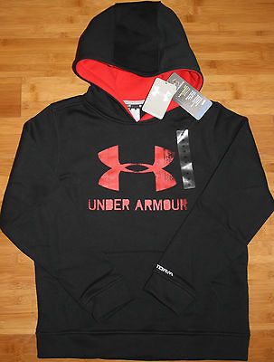 NEW boys UNDER ARMOUR X large YXL STORM hooded sweatshirt BLACK