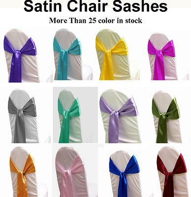 200 PCS satin Chair Sashes Bows Wedding Party Banquet Cover decor