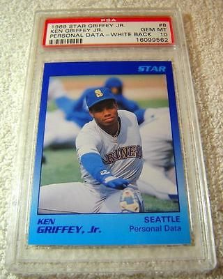 KEN GRIFFEY JR. 1989 STAR #8 PERSONAL DATA WHITE BACK RC ROOKIE PSA 10