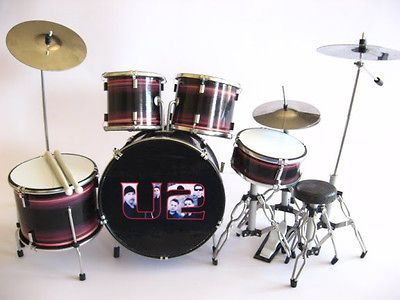 Miniature Drum Set LARRY MULLEN Jr. BONO EDGE   U2 Music Gift