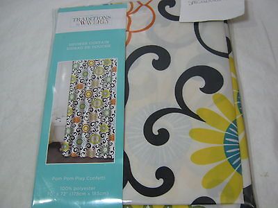 by Waverly Pom Pom Play Confetti Fabric Shower Curtain Floral