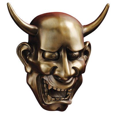 Japanese Hannya Demon Obsessive Female Sculptural Noh Wall Mask