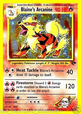 Pokemon Card BLAINES ARCANINE 1/132 NEAR MINT Gym Challenge HOLO Rare