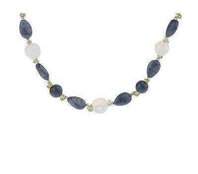 LEE SANDS BLUE SPONGE CORAL & PERIDOT BEAD NECKLACE 