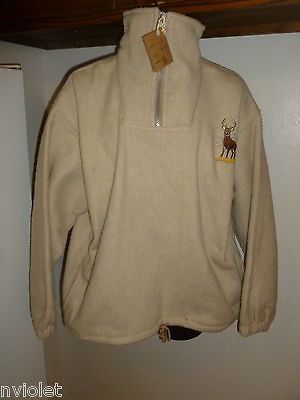 NWT EARTH RAGZ DEER LOGO THICK IVORY FLEECE 1/2ZIP SWEATER SMOCK