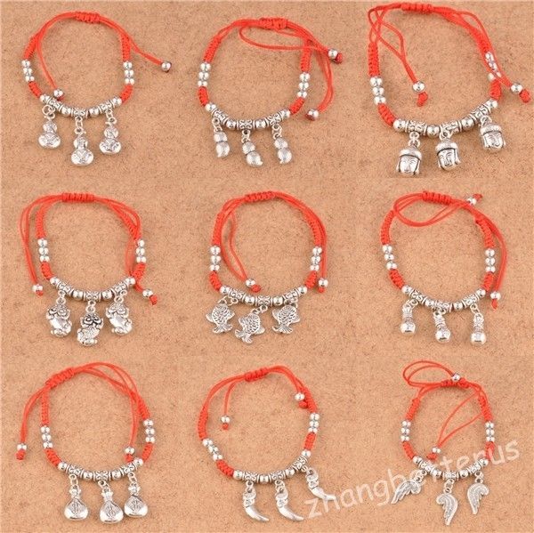 Red Refinement Hand woven Rope Tibet Silver Lucky Adjustable Bracelets